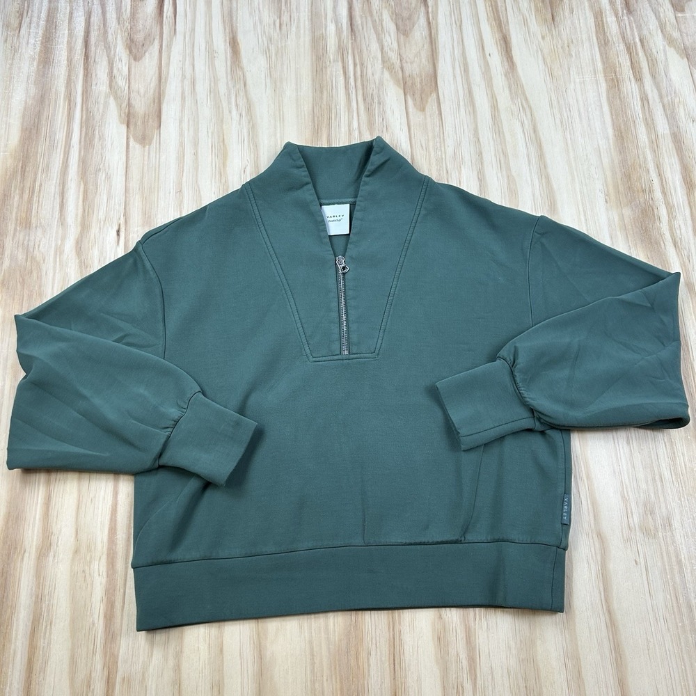 Varley Double Soft Women's Large Green 1/4 Zip Sweatshirt Pullover Athleisure